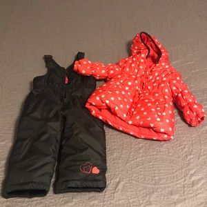 Toddler girl snow bib overalls and jacket